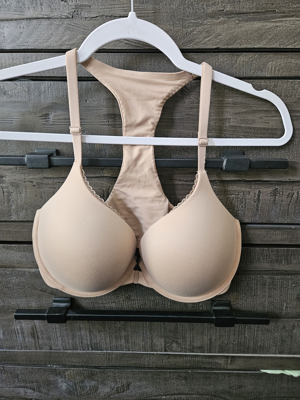 Victoria's Secret Nude/Beige Racerback Front Clasp Push-Up Bra